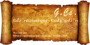 Günszberger Csépán névjegykártya
